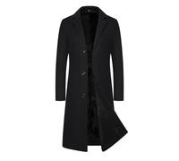 Abrigo para hombre largo y delgado, gabardina de un solo color, abrigo de lana, tallas grandes, abrigo de invierno, botones con solapa, abrigo de entretiempo, chaqueta de invierno ligera para hombre
