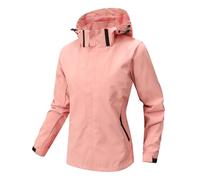 Abrigo para mujer, color sólido, resistente al viento, primavera y otoño, para parejas, con chaqueta suave cortavientos, rosa, 3XL