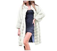 Abrigo para mujer de invierno de piel sintética - Abrigo de invierno para mujer, elegante y cálido, chaqueta de forro polar, chaqueta de color puro, ropa casual suelta, chaquetas gruesas, protección