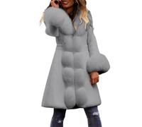 Abrigo para mujer, invierno, cálido, de piel sintética, abrigo largo para mujer, cuello en V, gran tamaño, de felpa suave, suave, cómodo, abrigos de invierno gruesos, Parka Mi larga, chic y elegante