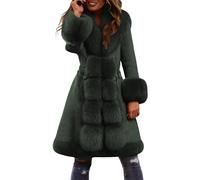 Abrigo para mujer, invierno, cálido, de piel sintética, abrigo largo para mujer, cuello en V, gran tamaño, de felpa suave, suave, cómodo, abrigos de invierno gruesos, Parka Mi larga, chic y elegante