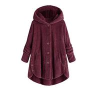 Abrigo para mujer, invierno, parka, sudadera, con capucha, con capucha, cálido, confort, chaqueta de pana, sudaderas, gran frío, gran tamaño, sudadera chic y elegante chaqueta de felpa, Vino, M