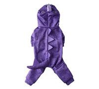 Abrigo para perro de poliéster, disfraz de dinosaurio morado con capucha y | Ropa para perros morada con capucha, peine de espalda dentada y detalle de cola larga cosida