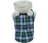 Abrigo para perros de cuadros verdes y blancos con capucha de DoggyDolly