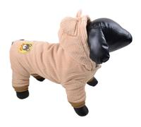 Abrigo para perros de pana beige con capucha para el invierno