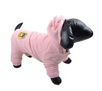 Abrigo para perros de pana rosa con capucha para el invierno