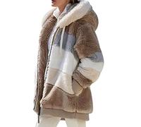 Abrigo Pelo Mujer Chaqueta Polar Mujer Invierno Abrigo Borrego Cazadora Teddy Mujer Fleece Jacket Women Chaqueta Borreguito Felpa Mujer Abrigos Polares Peluche Peludo Chaquetas Peludas Mujer Caqui XXL