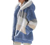 Abrigo Pelo Mujer Chaqueta Polar Mujer Invierno Abrigo Borrego Cazadora Teddy Mujer Fleece Jacket Women Chaqueta Borreguito Felpa Mujer Abrigos Polares Peluche Peludo Chaquetas Peludas Mujer Azul 3XL
