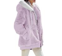 Abrigo Peluche Mujer Sudadera Polar Mujer Chaqueta para Reuniones con Amigos Coat Oversize Abrigo Peludo De Manga Larga Abrigos Casual De Otoño Púrpura Ligera XXL