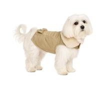 Abrigo Perro - Guzzi Beige - A:25cm - Poliéster - Lavable a 30°C - Forro Polar Suave - Impermeable - con Lazo Decorativo - Flamingo