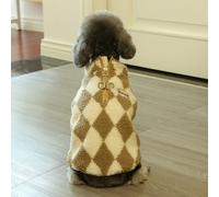 Abrigo Perro Pequeño Polar con Anilla para Correa, Chaqueta Abrigada Cuadros para Perros, Adecuada para Chihuahuas, Yorkshire Terriers y Gatos(Brown,X-Large)