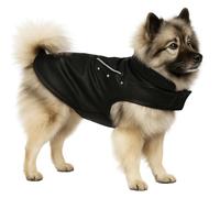 Abrigo Perro - Sergio Negro - Cuero sintético - Forro Polar cálido - Impermeable - con Cierre de Velcro