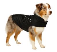Abrigo Perro - Sergio Negro - Cuero sintético - Forro Polar cálido - Impermeable - Diseño Elegante y Resistente
