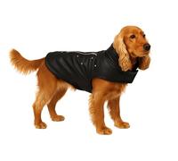 Abrigo Perro - Sergio Negro - Cuero sintético - Impermeable - Forro Polar Suave - Elegante - Cálido y Resistente