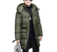 Abrigo Plumas Niño Color Sólido Chaquetas con Capucha Invierno Cazadora Acolchada Impermeable Parka Verde del Ejército 150