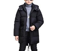 Abrigo Plumas Niño Color Sólido Chaquetas con Capucha Invierno Cazadora Acolchada Impermeable Parka Negro 150