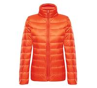 Abrigo Plumas Ultralight Mujer Plumiferos Ligeros Mujer Abrigos Plumon Acolchado Chaqueta Plumifero Ligero Corto Señora Ultraligero Chaquetas Invierno Cazadoras Chaquetones Tallas Grandes Naranja 2XL