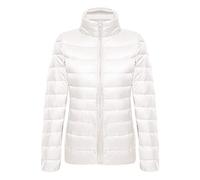 Abrigo Plumas Ultralight Mujer Plumiferos Ligeros Mujer Abrigos Plumon Acolchado Chaqueta Plumifero Ligero Corto Señora Ultraligero Chaquetas Invierno Cazadoras Chaquetones Tallas Grandes Blanco M
