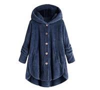 Abrigo polar para mujer, invierno, chaqueta polar cálida, chaquetas con capucha, forro polar, sudadera chic y elegante, holgada, talla grande, chaqueta de pana, sudaderas, azul marino, 5XL