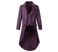 Abrigo Steampunk para hombre, color rojo, medieval, gótico, Tuxedo, corte ajustado, clásico, victoriano, elegante, teatro Tuxedo, ropa de pirata, disfraz de Halloween