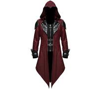 Abrigo steampunk para hombre con capucha, gótico, sudadera con capucha, midi clásico, negro, falda victoriana, chaqueta retro, teatro, vampiro, ropa de cosplay, disfraz de carnaval