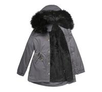 Abrigo térmico de invierno para mujer, parka con capucha, chaqueta aislante resistente, protección contra el clima del Reino Unido, ceniza de cemento, 3XL