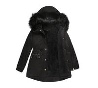 Abrigo térmico de invierno para mujer, parka con capucha, chaqueta aislante resistente, protección contra el clima del Reino Unido, Negro, M