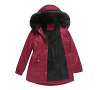 Abrigo térmico de invierno para mujer, parka con capucha, chaqueta aislante resistente, protección contra el clima del Reino Unido, granate, XXL