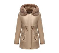 Abrigos con capucha para mujer, de piel sintética, estilo casual, de | Abrigo de invierno para mujer, liso, cálido, acolchado, con capucha, abrigos sueltos, modernos, elegantes, parka