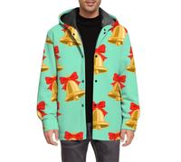 Abrigos con forro polar para hombre, con estampado navideño, chaqueta con | Sudadera con estampado de copo de nieve, con botones, estampado festivo, anorak, cortavientos, chaqueta cortavientos de