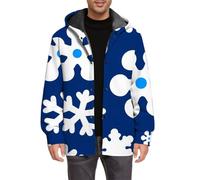 Abrigos con forro polar para hombre, con estampado navideño, chaqueta con | Sudadera con estampado de copo de nieve, con botones, estampado festivo, anorak, cortavientos, chaqueta cortavientos de