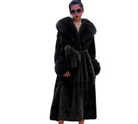 Abrigos de Cuello de Piel de Invierno para Mujer, Abrigo de Piel sintética para Mujer Abrigo Largo Abrigo Largo, Prendas de Vestir Sueltas e Informales para Mujer,Negro,5XL