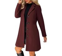 Abrigos de guisantes para mujer, mezcla de lana, cuello alto, gabardina de un solo botonadura, abrigos de invierno de lana de moda, rosso, XXL