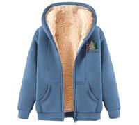 Abrigos de invierno de talla grande, gruesos, cálidos, color sólido, talla grande, chaleco de lana marrón para mujer, azul, L