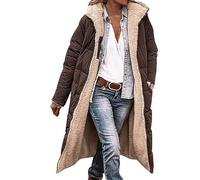 Abrigos de invierno largos para mujer - Chaqueta de forro polar de peluche para mujer, gran tamaño en ambas chaquetas amortiguadoras, abrigo cálido con capucha, chaqueta de invierno, abrigo informal