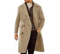 Abrigos De Invierno Para Hombre Anorak informal para hombre chaqueta cortavientos holgada con solapa y doble botonadura grueso y cálido ideal negocios exterior temporada otoño invierno (Khaki, M) 14