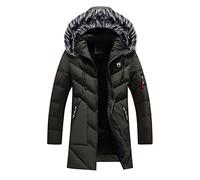 Abrigos de invierno para hombre, forro polar grueso, chaqueta cálida con capucha, chaqueta de plumón impermeable de manga larga para hombre, abrigo largo acolchado con capucha, suave y cómodo