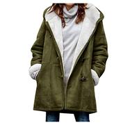 Abrigos De Invierno para Mujer con Capucha Color Liso - Moda Mujer Invierno 2025 De Botones Casual Termica Montaña Abrigos Chic Moda Chaquetas con Bolsillo Verde del ejército 3XL