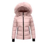 Abrigos De Pelo Sintetico Chaquetas Mujer Cazadora con Capucha Abrigos Elegante para Senderismo Chaqueta Manga Larga Plumifero Termica con Bolsillos Rosa 3XL