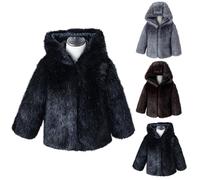 Abrigos de piel sintética para niñas, chaquetas peludas de sherpa con cuello alto falso, acolchadas, cálidas, parte delantera abierta, manga larga, gruesa, resistente al viento, ropa de senderismo al