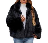 Abrigos gruesos de invierno para mujer, abrigo largo de pelo sintético para mujer, chaqueta casual de manga larga, cálida, sólida, cuello en V, ropa de abrigo 2024, frente abierto, ajuste holgado,