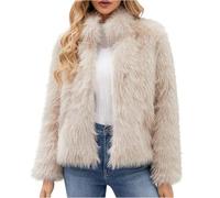 Abrigos gruesos de invierno para mujer, abrigo largo de pelo sintético para mujer, chaqueta casual de manga larga, cálida, sólida, cuello en V, ropa de abrigo 2024, frente abierto, ajuste holgado,