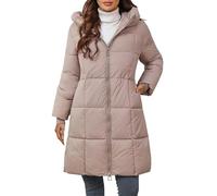 Abrigos largos acolchados para mujer, con capucha, color sólido, manga larga, chaqueta de plumón para mujer, impermeable, con cremallera completa, chaqueta acolchada ajustada con bolsillos, cómoda
