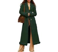 Abrigos largos de invierno para mujer, chaqueta de sherpa de gamuza sintética, forro de sherpa, gabardina de piel sintética, abrigo casual de negocios, verde, S