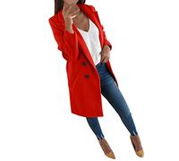 Abrigos Largos de Manga Larga Elegante de Invierno para Mujer Chaqueta de Tweed de Longitud Media para Mujer con Bolsillos Abrigos Mujer Invierno Rebajas Liquidación Venta Elegante(C Rojo,M)