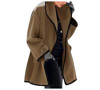Abrigos Largos De Plumas Outwear Coat Slim Color Ladies Long Winter Warm Trench Wool Casual Fashion Cardigan Chaqueta abierta Manga Long Womens Overcoat Abrigo Mujer Acolchado Abrigo (Brown, L)