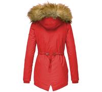 Abrigos largos de plumas para mujer, chaqueta acolchada cálida con capucha de piel sintética, abrigo grueso y aislante, rojo, talla XX Large