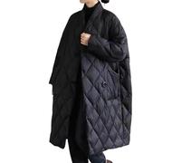 Abrigos largos de plumas para mujer, chaqueta acolchada ligera de invierno, con botones, color negro, talla XX Large