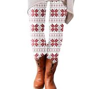 Abrigos Largos de Tobillo Navidad Estampado Boot Mujer Pantalones Casual Elásticos Ropa de Invierno, White-g, XXX-Large