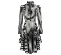 Abrigos Largos para Mujer Abrigo con Dobladillo Alto y Bajo Steampunk Manga Larga Abullonada Cuello Alto Escote en V Elegante Fiesta Club Eevning Tops Informales-Gris Oscuro-M